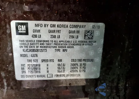 2013 Buick Encore z USA, uszkodzony, nr VIN KL4CJASB5DB125773